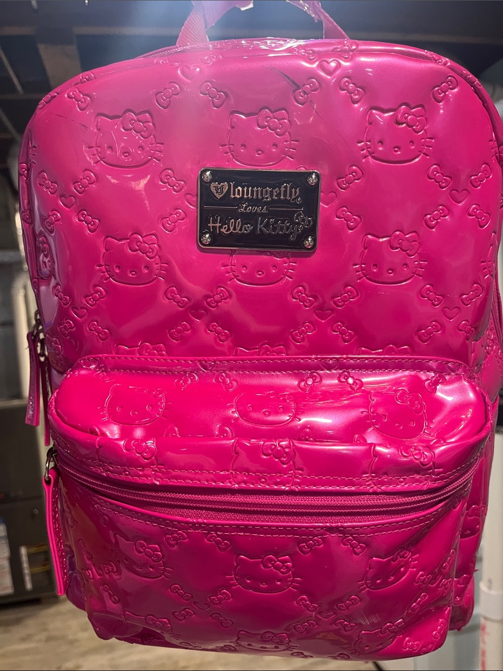 Loungefly Hot Pink Hello Kitty Embossed Mini Backpack hot glittery pink